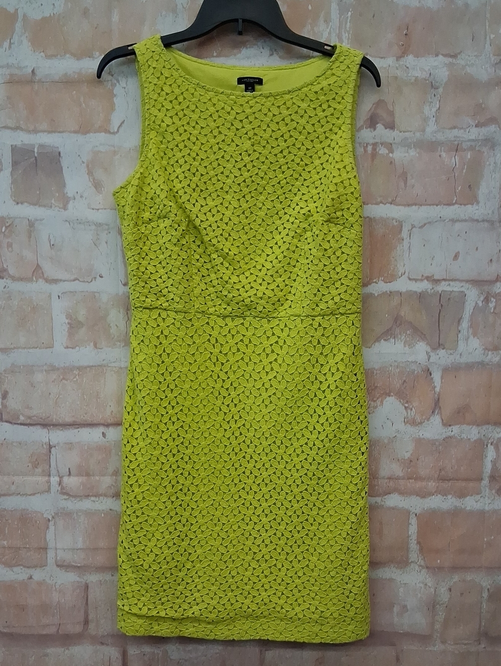 Ann Taylor Lace Sheath Dress - Yellow Green